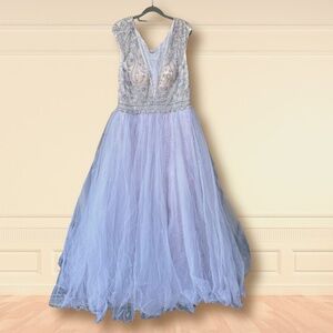 Shimmering Lilac Bridal Gown - Dreamy Tulle Mac Duggal Dress - Lace, Sequins